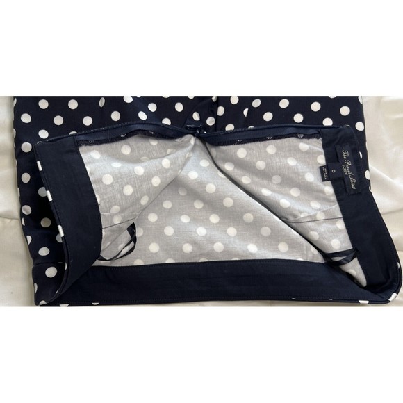 J. Crew Pencil Skirt Size: 0 Navy Blue/White Polka Dot Back Zip Slit - Picture 6 of 8